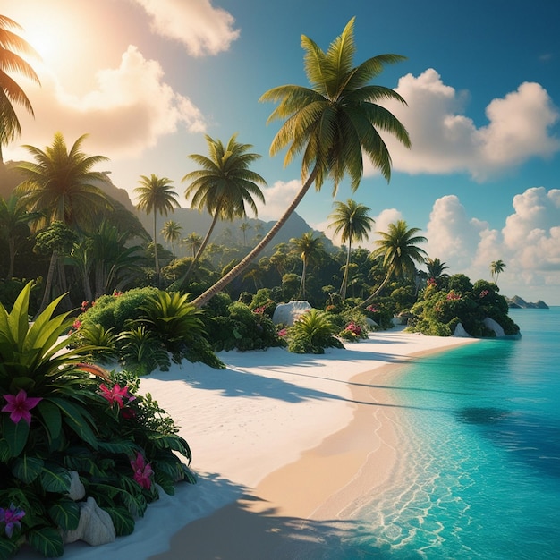 Photo tropical bliss a vivid escape to island serenity