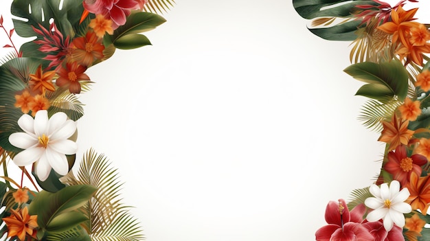 a tropical border with tropical flowers and a frame for the text  hibiscus