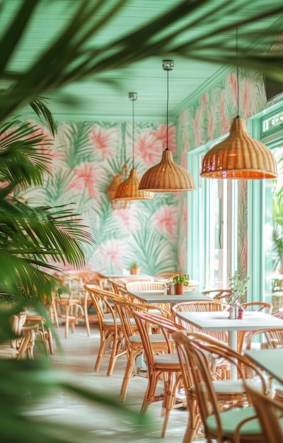 Photo tropical cafe interior