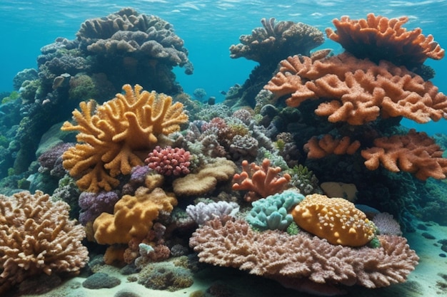 Tropical coral reef on rocks isolated