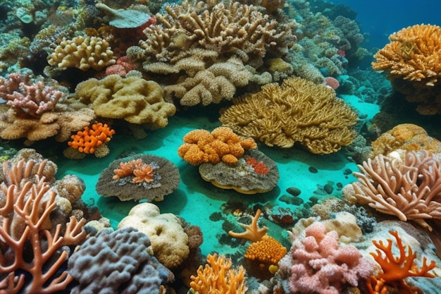 Tropical coral reef on rocks isolated