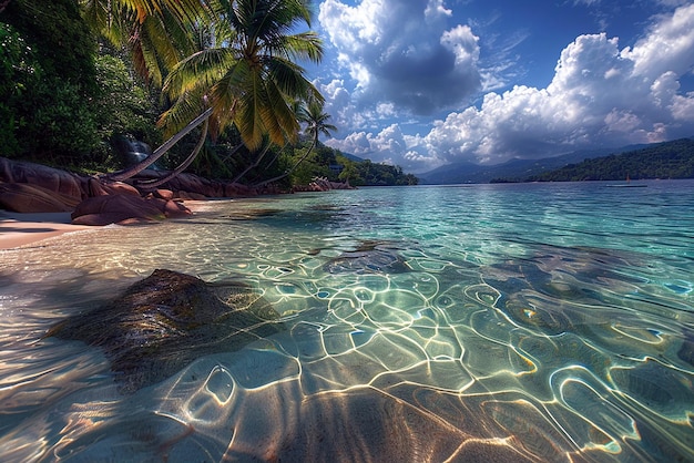 Tropical desktop wallpaper featuring palm trees and clear waters