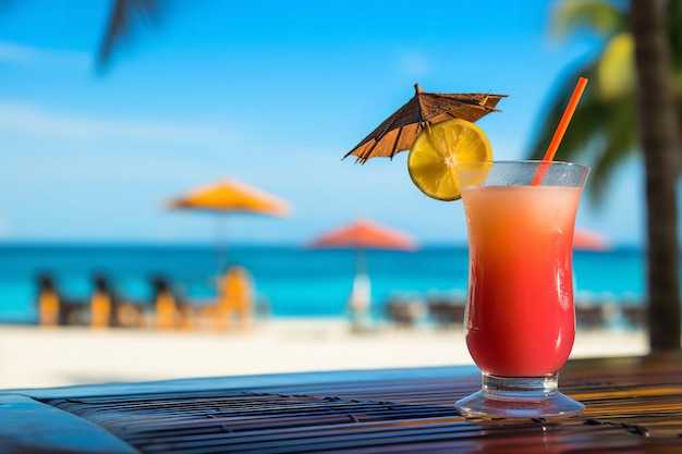 Tropical Drink Menu on a Beachside Restaurant