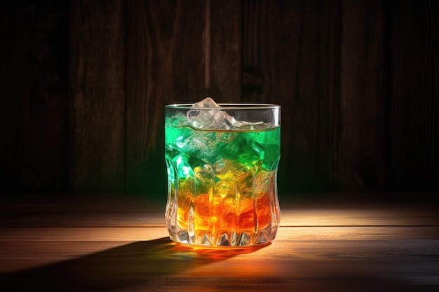 Tropical drink vibrant colors refreshing Orange mint and ice generative IA