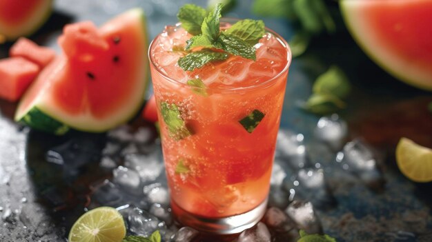 A tropical eruption of flavor in the form of a volcano watermelon cooler filled with chunks of juicy