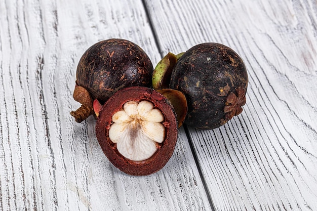 Tropical exotic purple sweet mangosteen fruit