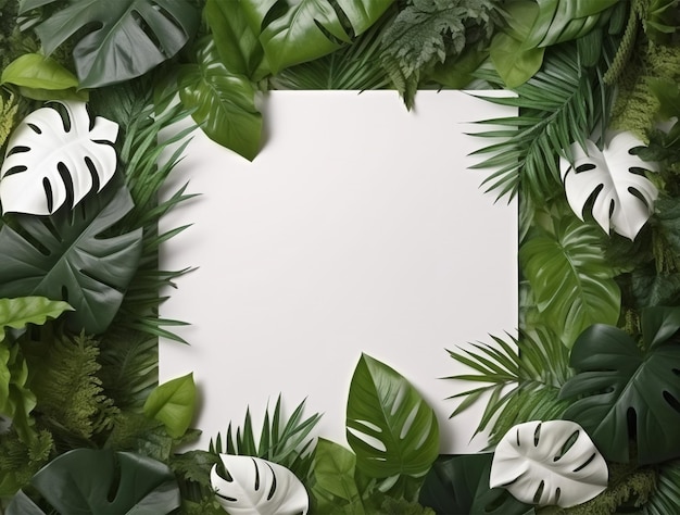 Tropical floral background copy space with paper Space for text