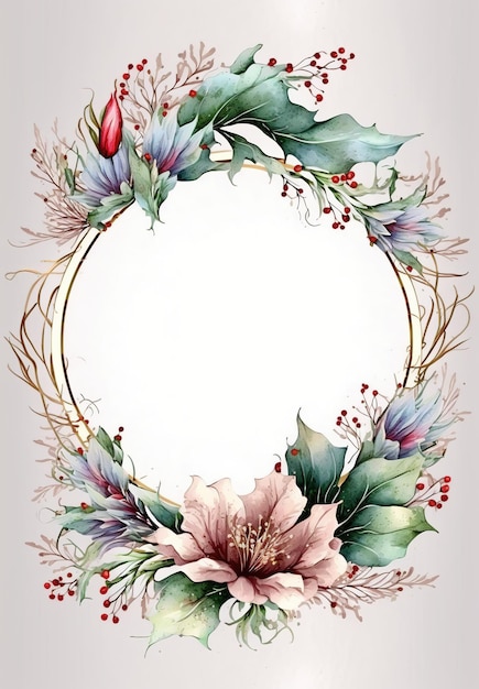 Tropical flowers wreath artistic leaves Leaves minimalistic invitation invitation AI generative