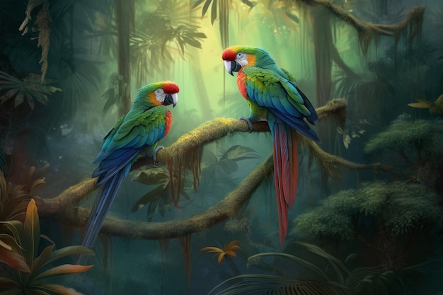 Tropical forest parrots Generate Ai