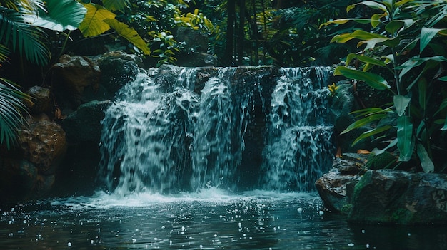 Photo tropical forest waterfall serenity in jungle scene