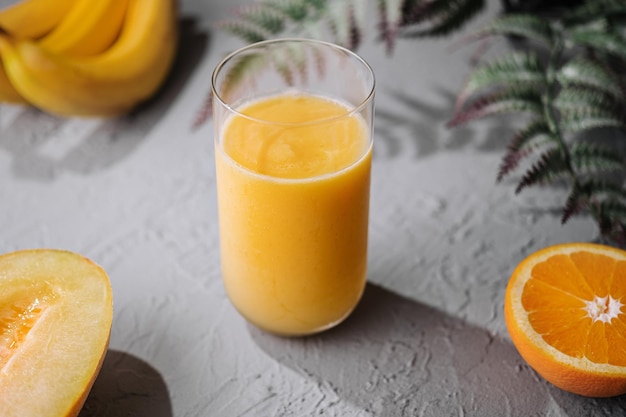 tropical fruit juice in a glass