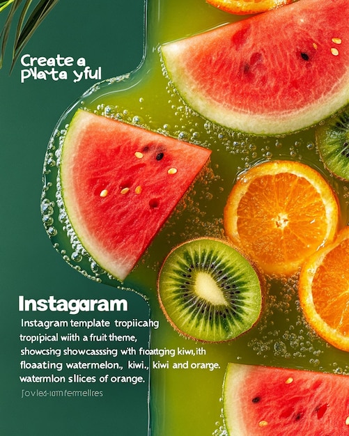 Photo tropical fruit juice instagram template