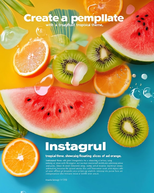 Photo tropical fruit juice instagram template