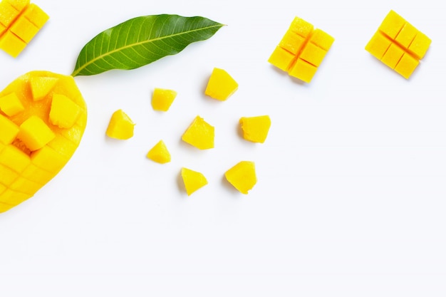 Tropical fruit, Mango on white background. 