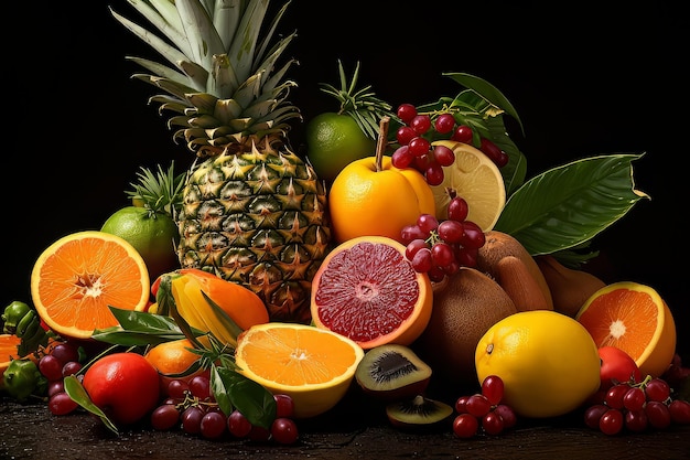 Tropical fruit selection food photography