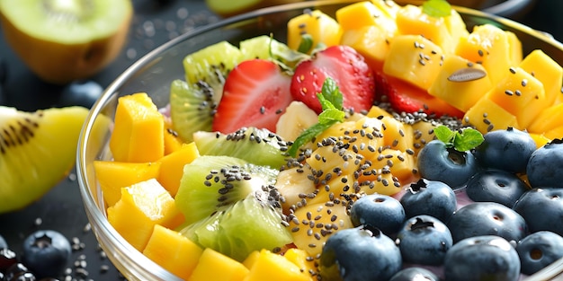 Tropical Fruit Smoothie Bowl with Assorted Toppings