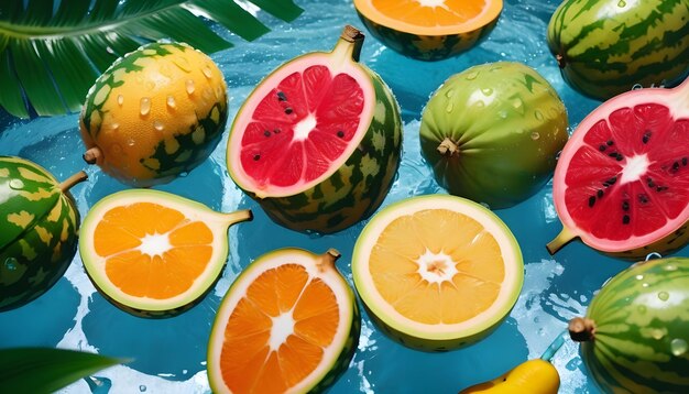 Photo tropical fruits display photoshoot wallpaper background