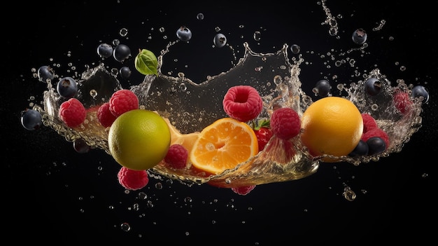 Tropical fruits on a table Image generated by Ai