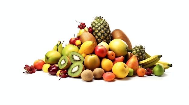 Tropical fruits with white background