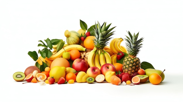 Tropical fruits with white background