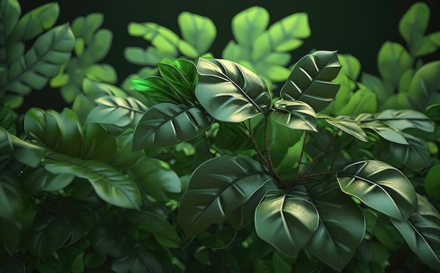 tropical green leaves background. ai generated