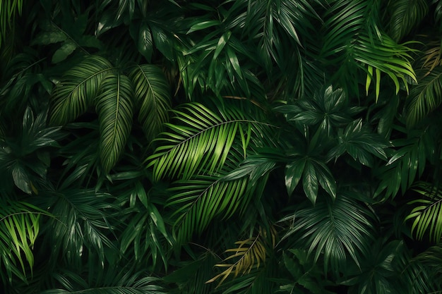 Tropical green leaves background Nature and environment concept design