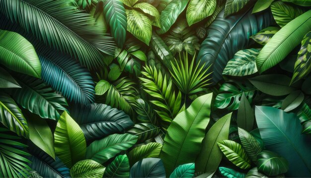 Tropical Green Leaves Background