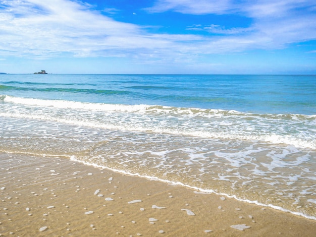 Tropical Idyllic ocean Blue sky and beautiful Beach