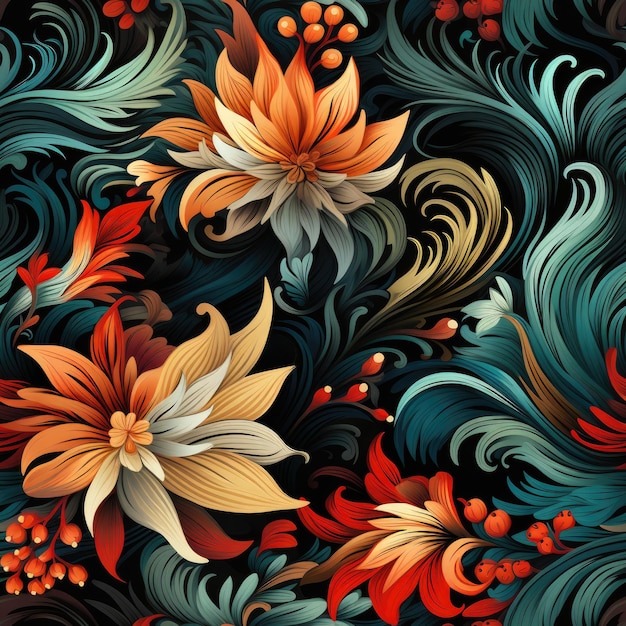 Tropical Indonesian Batik Seamless Pattern