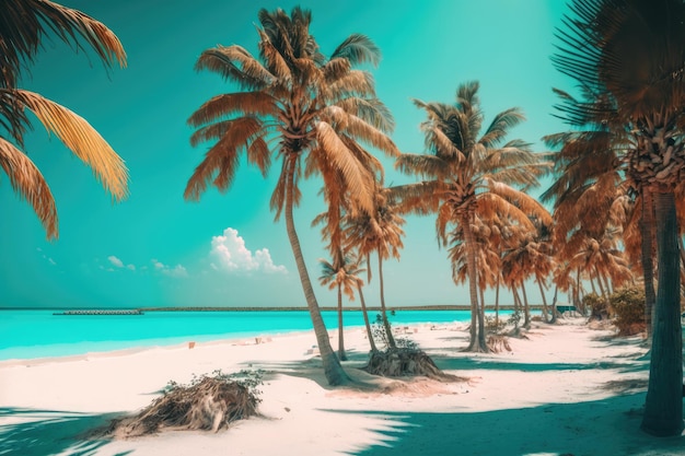 Tropical Island Background Illustration AI Generative