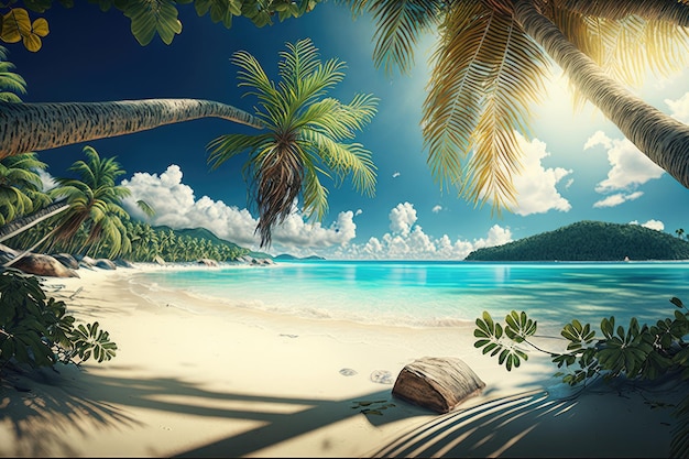 Tropical Island Background Illustration AI Generative