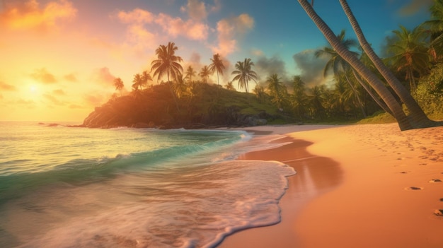 Tropical island background Illustration AI GenerativexA