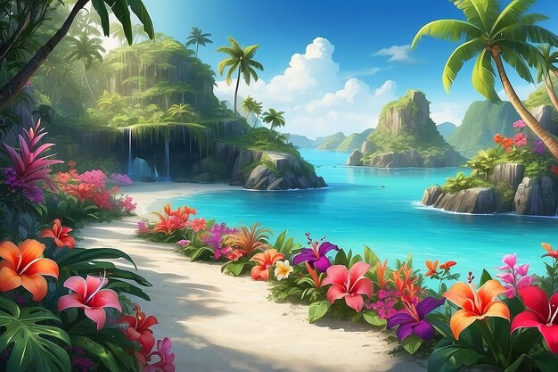 Photo tropical island flower paradise