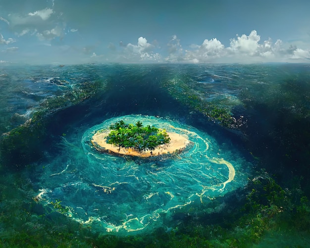 Tropical island in the middle of the ocean tropical paradise Perfect destination