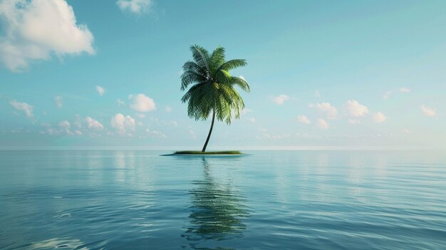 Tropical Island Palm Tree Ocean View Landscape Nature Scene