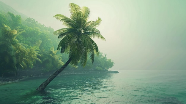 Tropical Island Palm Tree Paradise Landscape Illustration