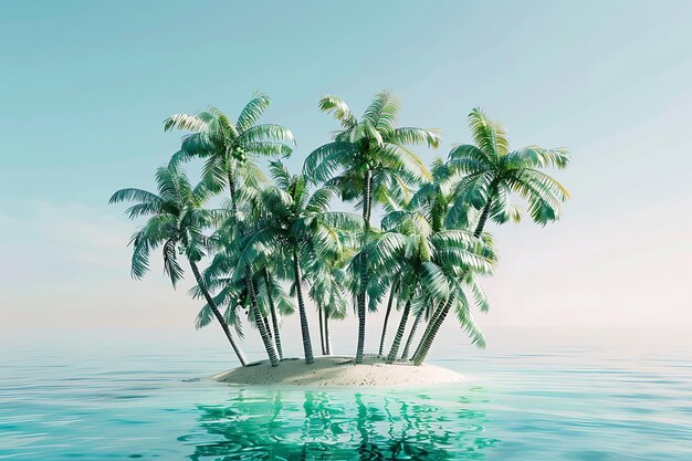 Tropical Island Paradise with Lush Palm Trees and Clear Blue Water