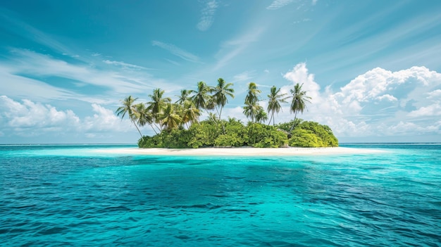 a tropical island with palm trees on the beach