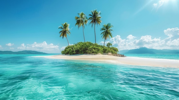 a tropical island with palm trees on the beach