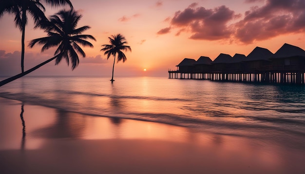 a tropical island with palm trees on the water