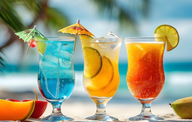 Tropical Juices on beach in summer