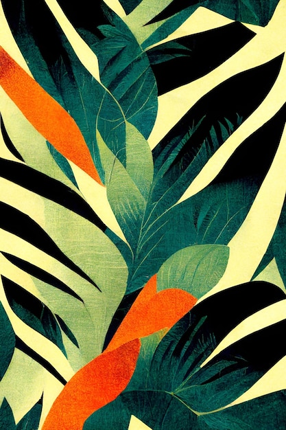 Tropical jungle leaves pattern screen print