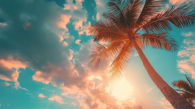 tropical landscape with palm trees and blue sea