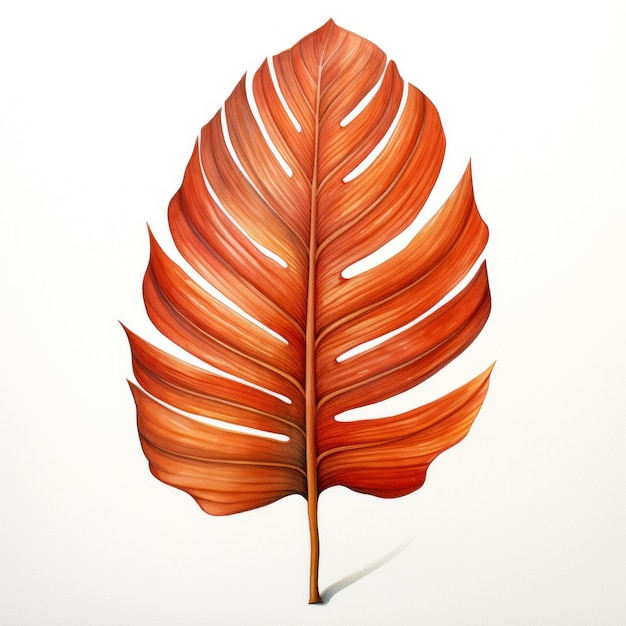 Tropical Leaf Drawing in Light Style AI Generated