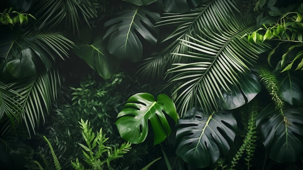 Tropical leaves background Illustration AI GenerativexA