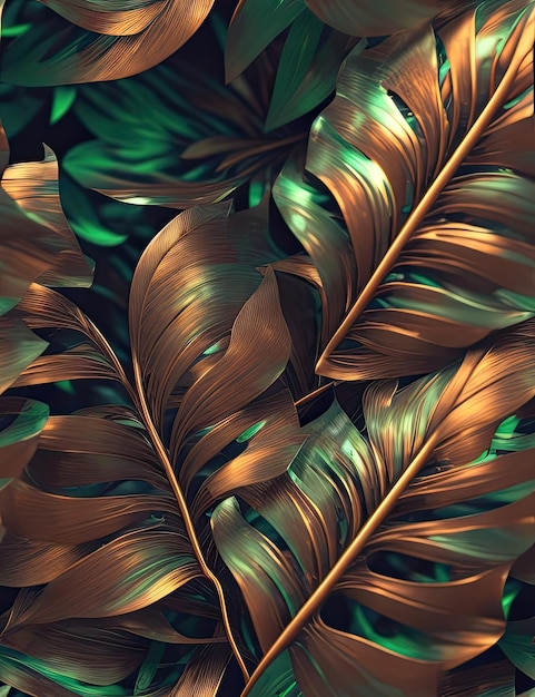 Tropical leaves background with various illustration 3D style