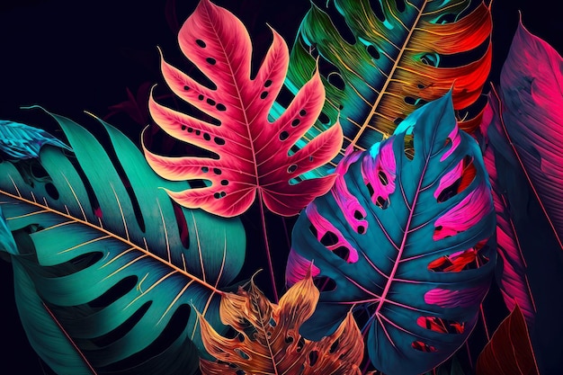 Tropical leaves colorful foliage nature background