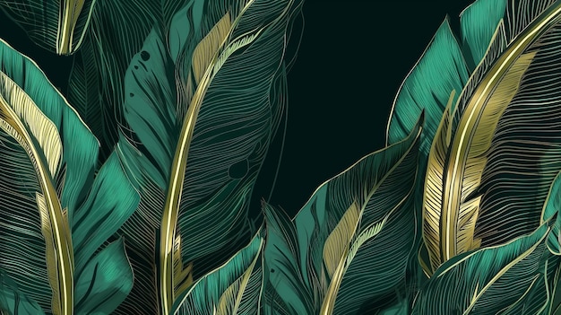 Tropical leaves luxury background Illustration AI GenerativexA