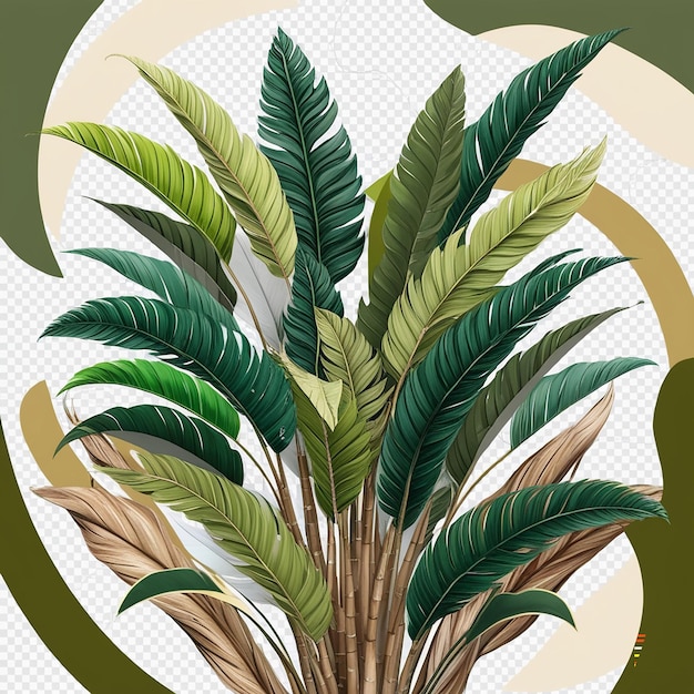 Tropical leaves palm branch realistic frame composition with transparent background and clusters of leaves with text