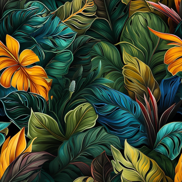 tropical leaves seamless pattern for print and textile